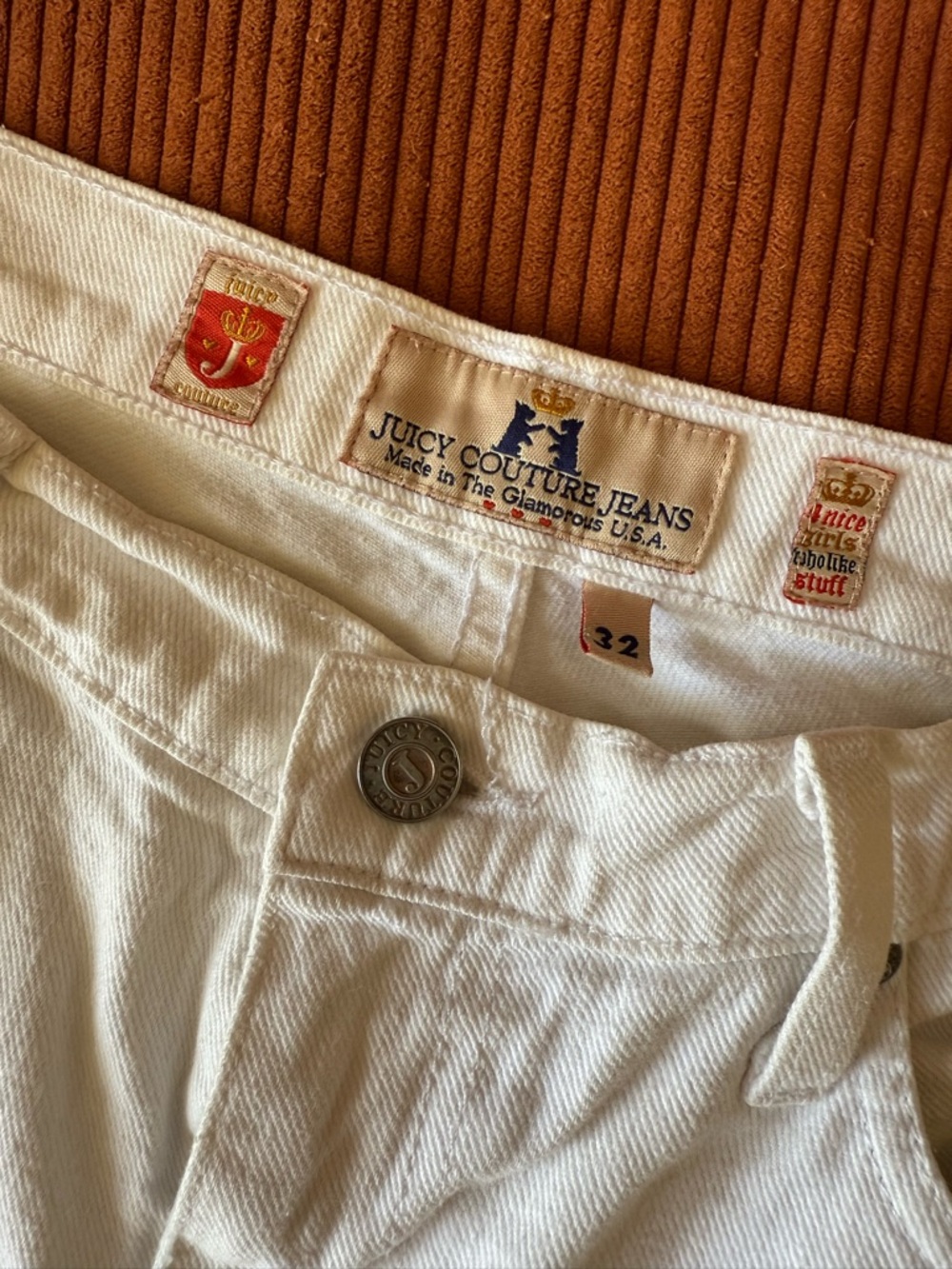 Vintage Juicy Couture White Jeans / Y2K Low Rise / Size 32